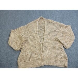 Free People Sweater Womens Small‎ Beige Chunky Open Knit Cardigan Alpaca